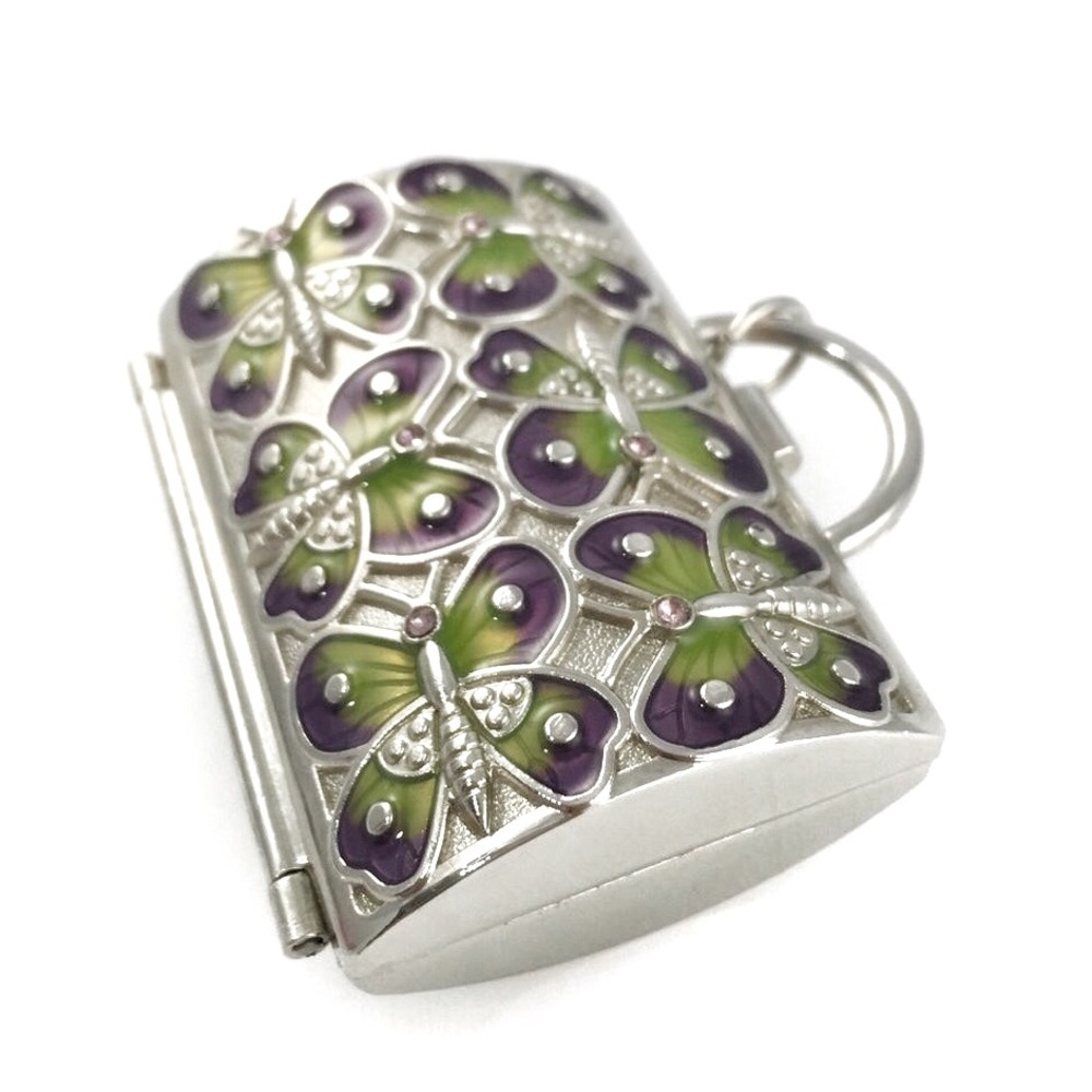 💯 Auth JUDITH LEIBER Pill Box Keychain - Picture 3 of 6